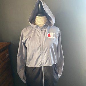 Champion Unisex Youth Black and Grey Hooded Zip Up Jacket sz XL